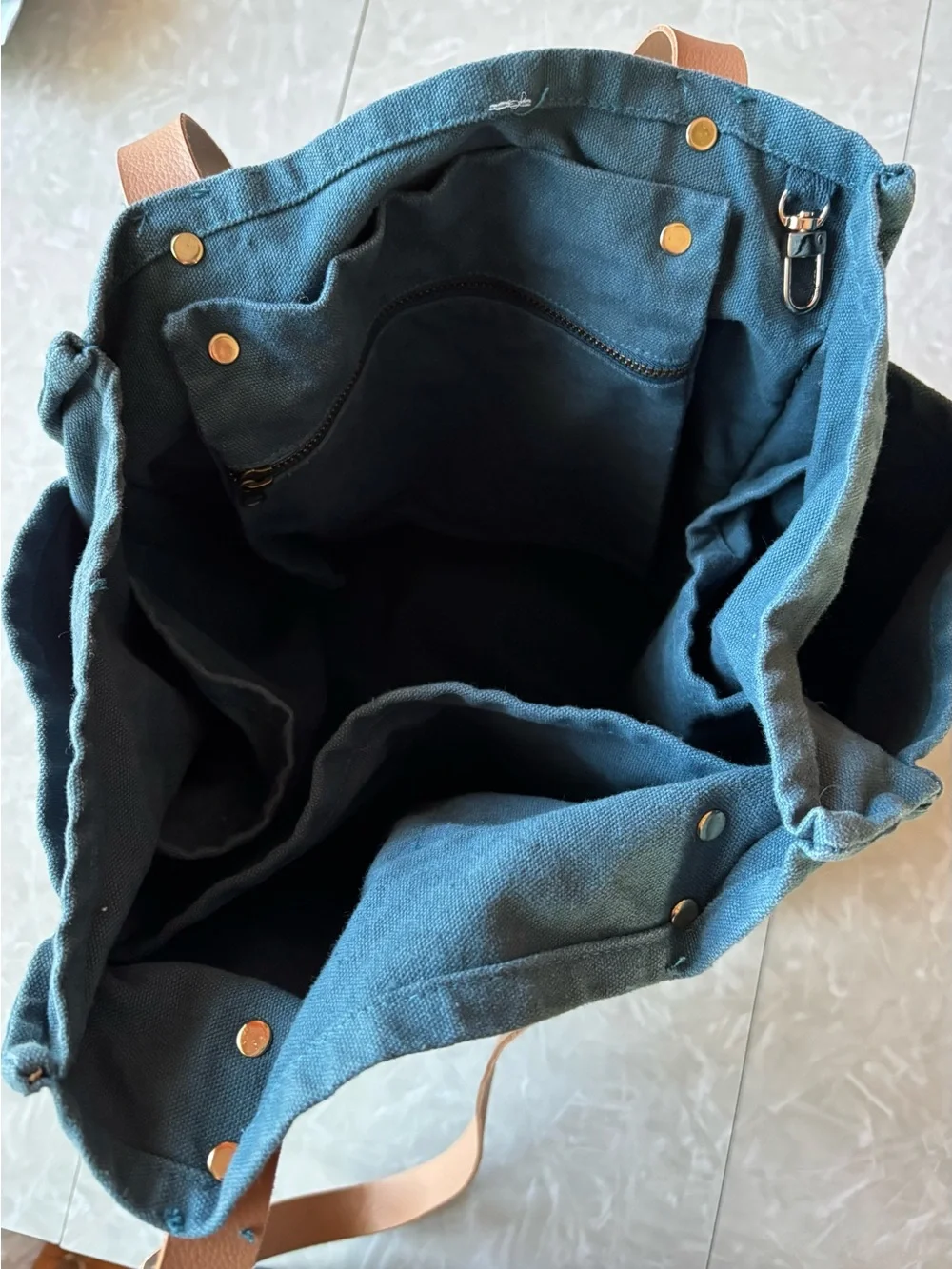 FEED Canvas Tote Bag Green w/ Leather Straps | Ethical Market